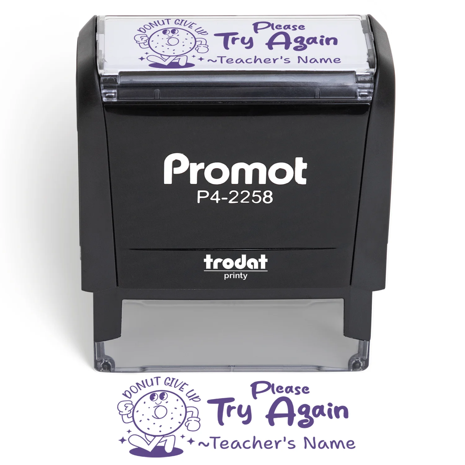 Teacher Custom Rubber Stamp "Please Try Again" - Large
